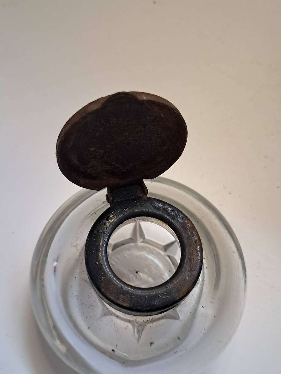 Antique Glass inkwell & a heavy paperweight