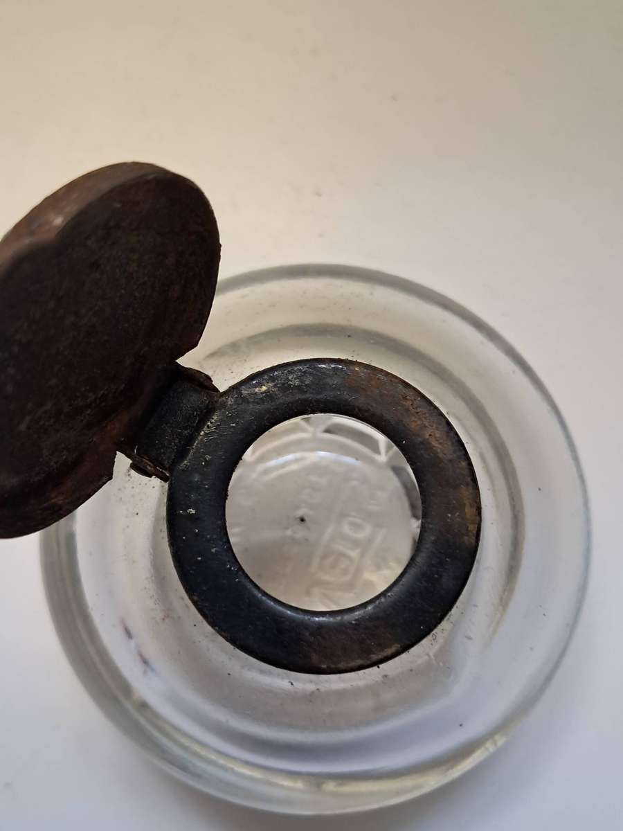 Antique Glass inkwell & a heavy paperweight