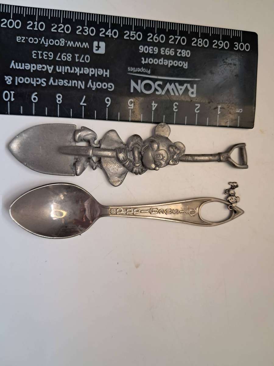 Vintage Pewter souvenir spoon & Vintage teaspoon from Disneyland