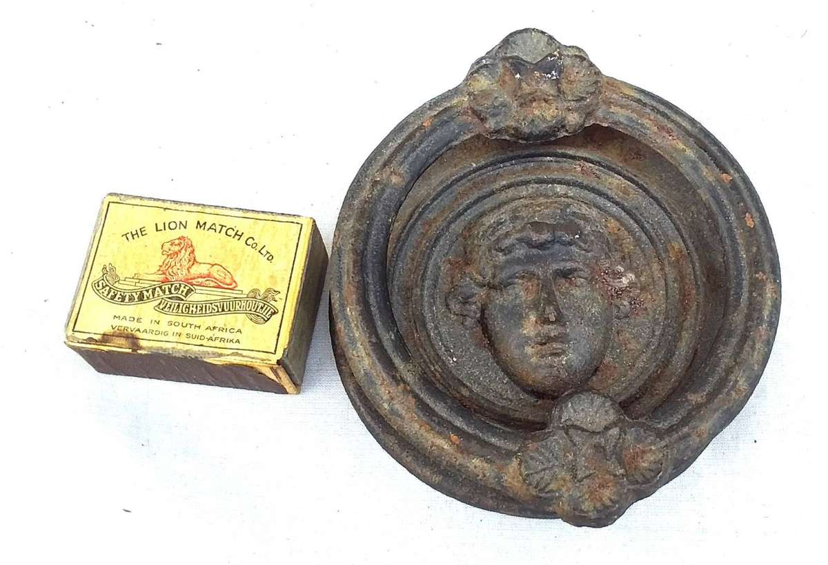 Victorian Era Antique small Cast Iron Figural Door Knockers.