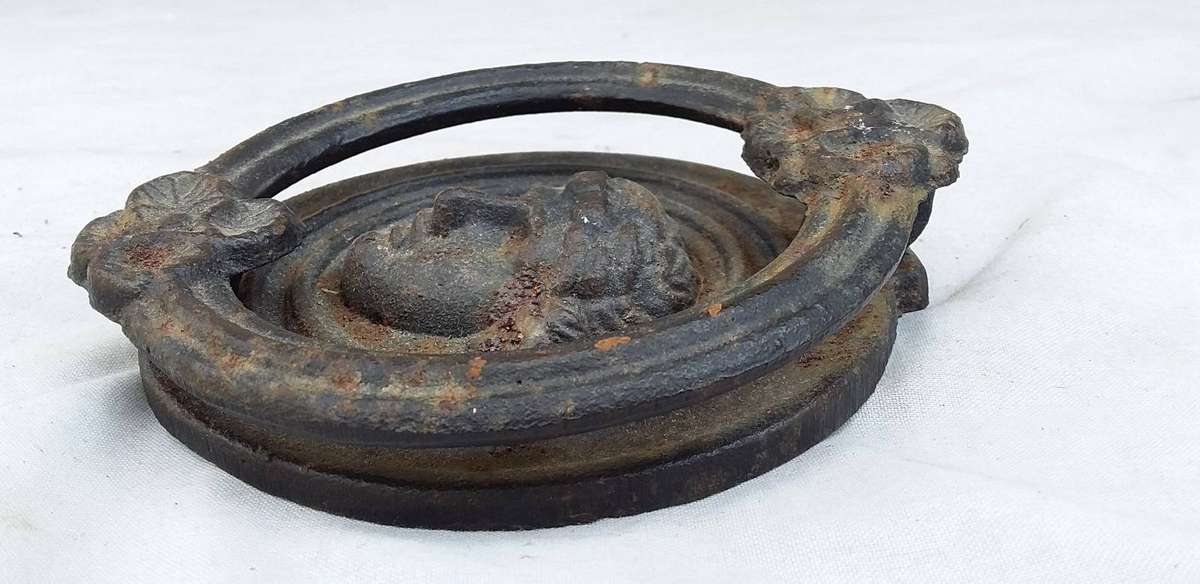 Victorian Era Antique small Cast Iron Figural Door Knockers.