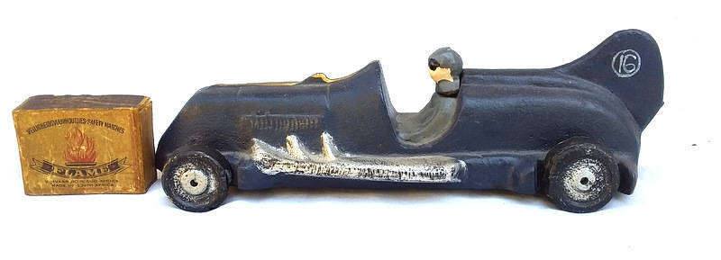 Large Vintage Reproduction of a 1930's Cast Iron No 16 Racer Toy Car