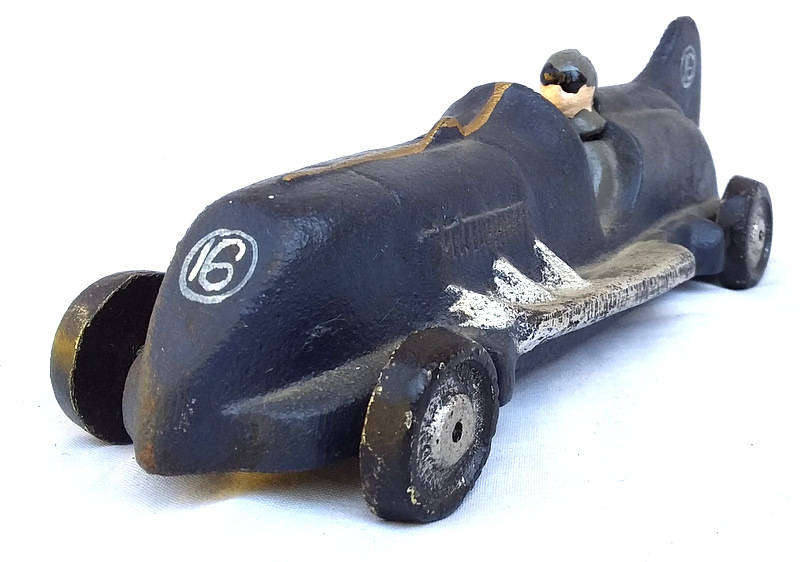 Large Vintage Reproduction of a 1930's Cast Iron No 16 Racer Toy Car