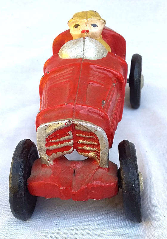 Vintage reproduction of a 1930's cast Iron Red Racer Toy Car