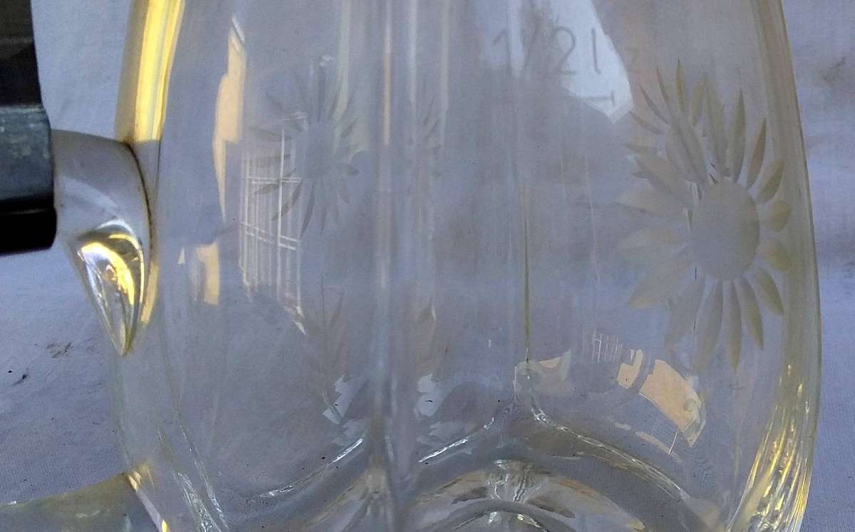 Pair of Vintage Glass & Pewter 1/2l  Tankards