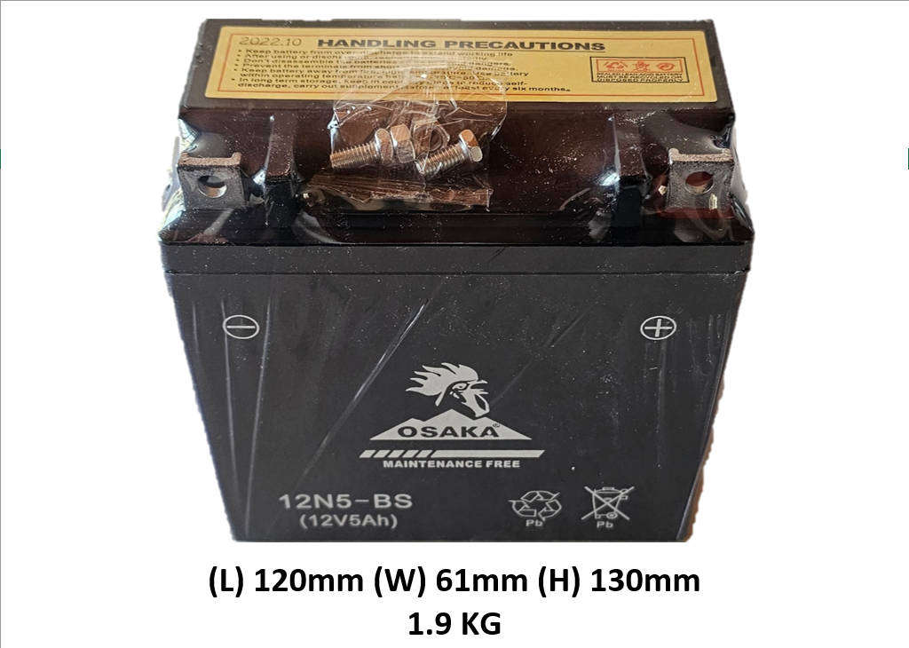 12N5-BS (12V5Ah) OSAKA MOTORCYCLE BATTERY