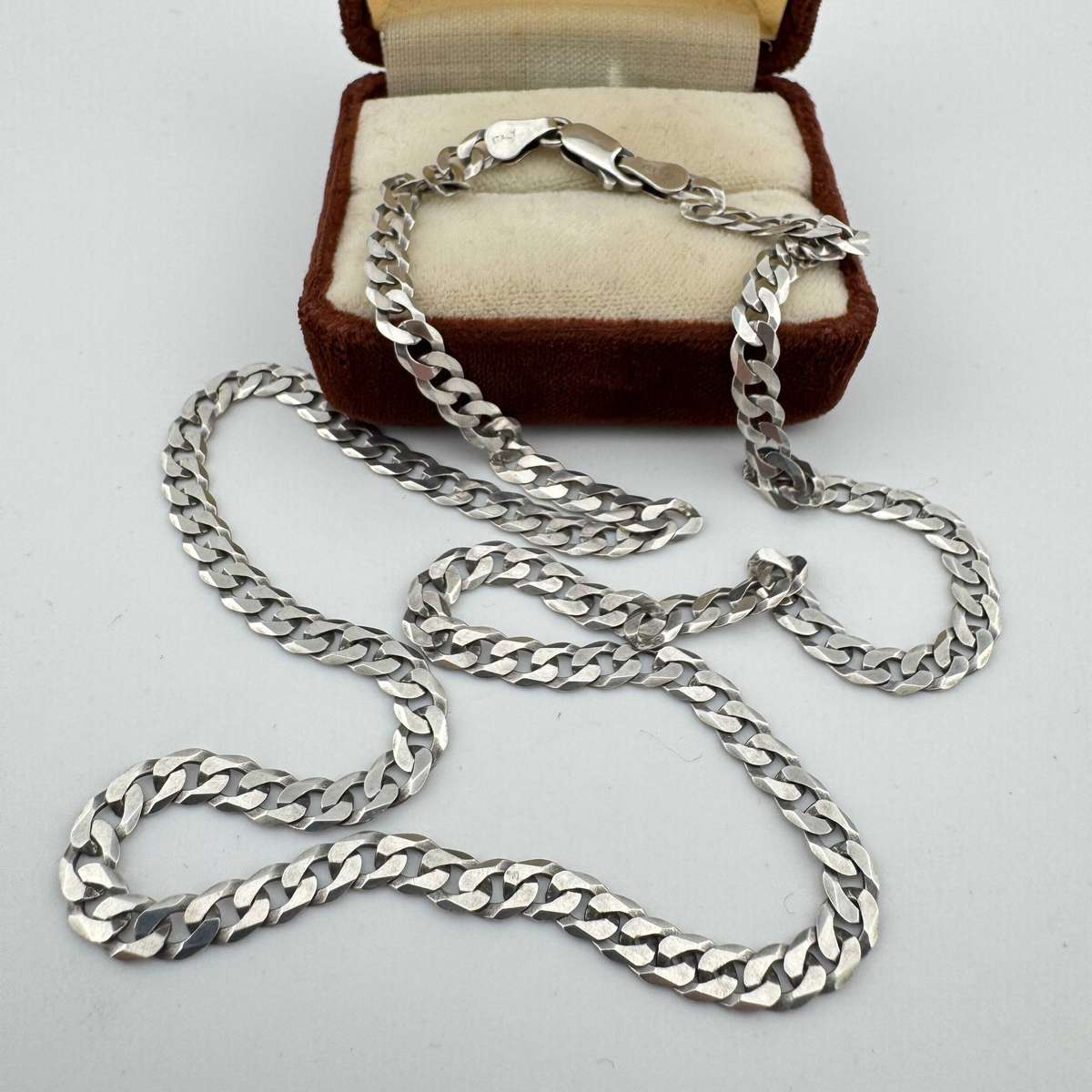 Heavy 925 Sterling Silver Italian Curb Link Chain Necklace
