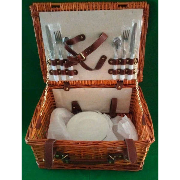 Woven Wicker Picnic Basket for 2 People  Never Used