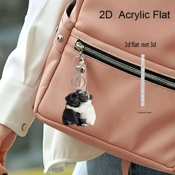Pug dog keychain - double sided acrylic