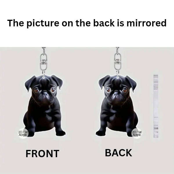 Pug dog keychain - double sided acrylic
