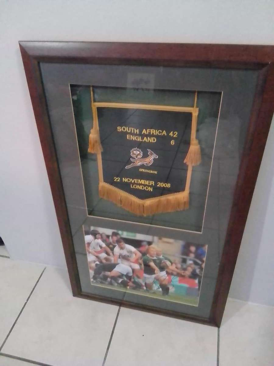 Framed Rugby Pennant  South Africa vs England | 22 Nov 2008, Twickenham