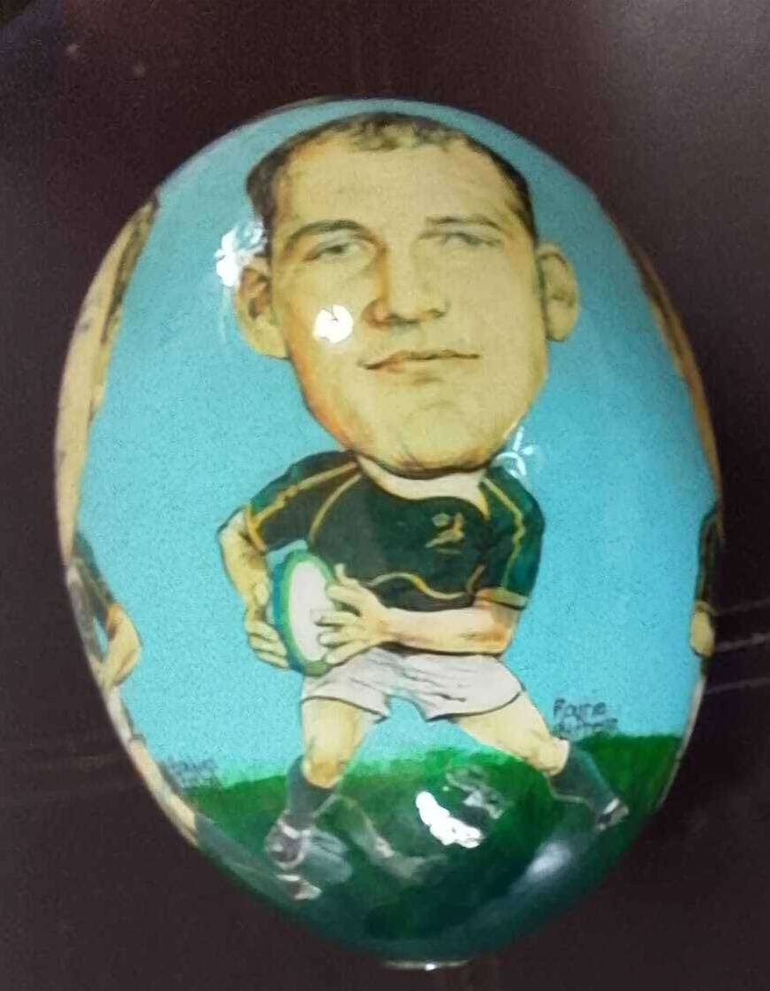 2007 Rugby World Cup Handcrafted Springbok Ceramic Rugby Ball  Limited Edition Collectible (4 eggs