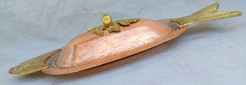 Vintage Brass and hand Hammered Copper Turkish made Fish Serving dish