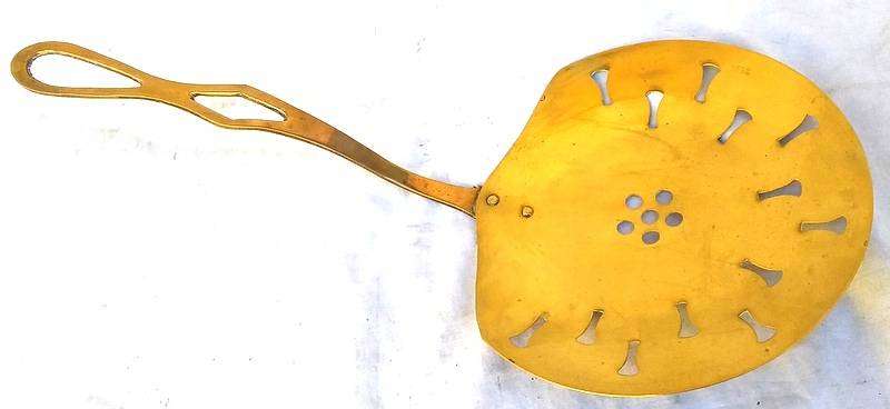 Antique Brass Dairy Skimmer, Used to Skim the wade during Cheese making Process