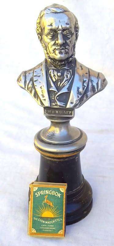 Antique 1920/30's Small Silver plated and hallmarked library bust of German Composer Richard Wagner.