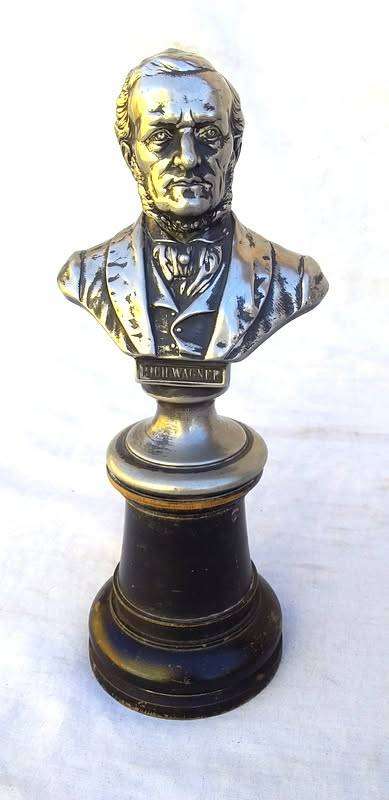 Antique 1920/30's Small Silver plated and hallmarked library bust of German Composer Richard Wagner.