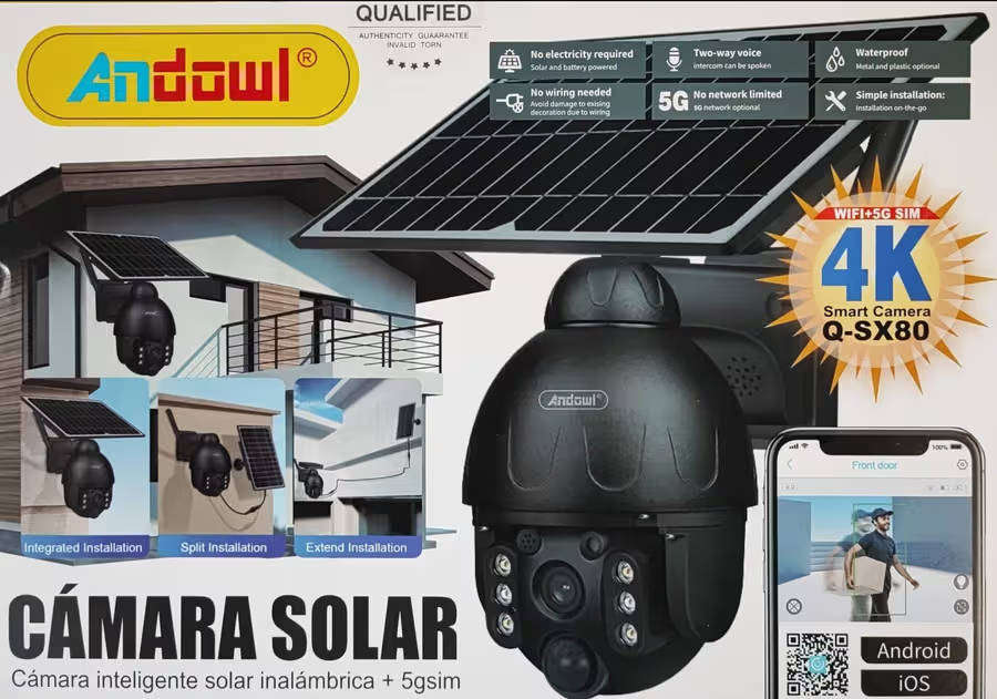 Andowl Q-SX80 Solar 4K HD Wifi+5G Outdoor Smart IP PTZ Camera  High-Quality Surveillance Camer...