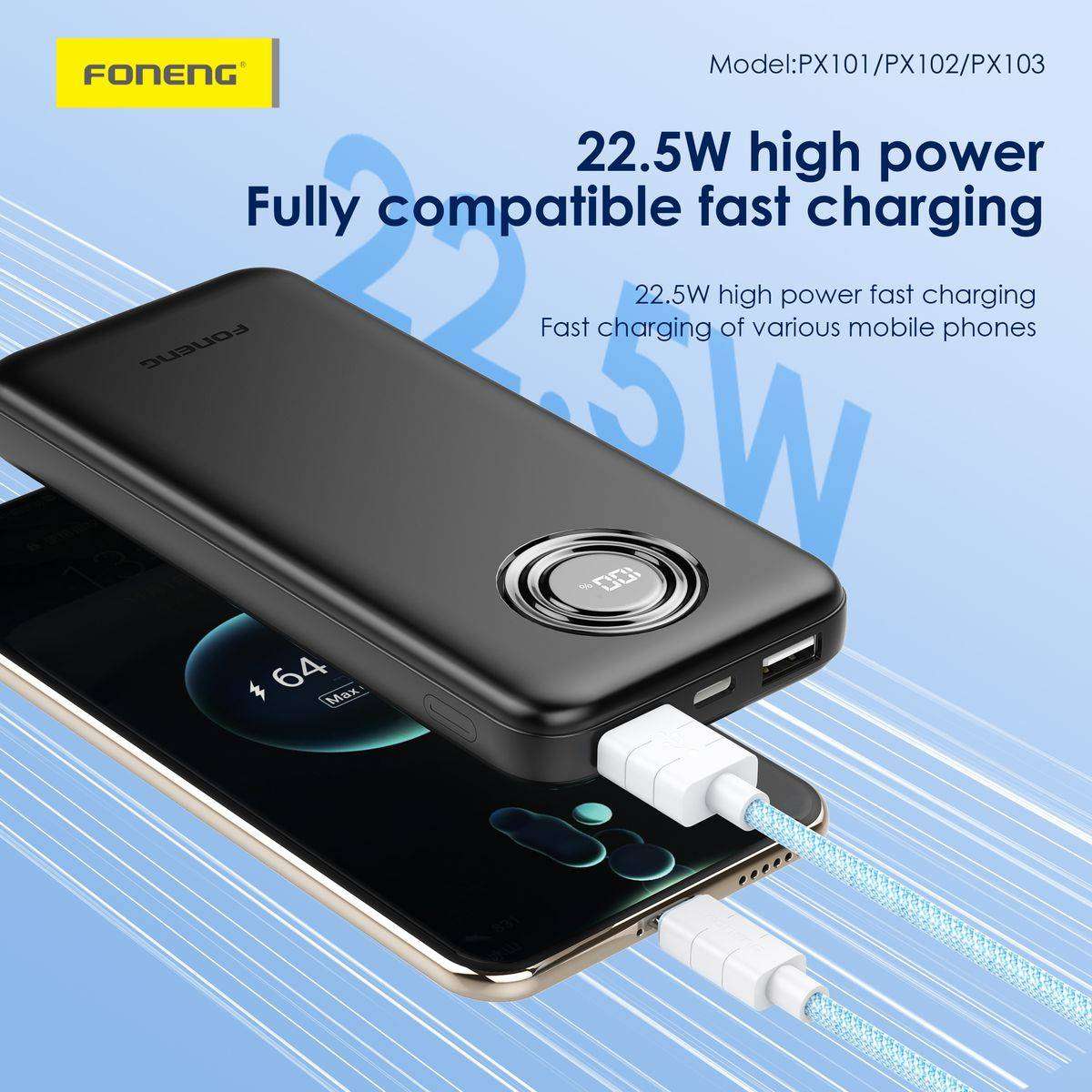 10,000 mAh 22.5W fast charging power bank Black
