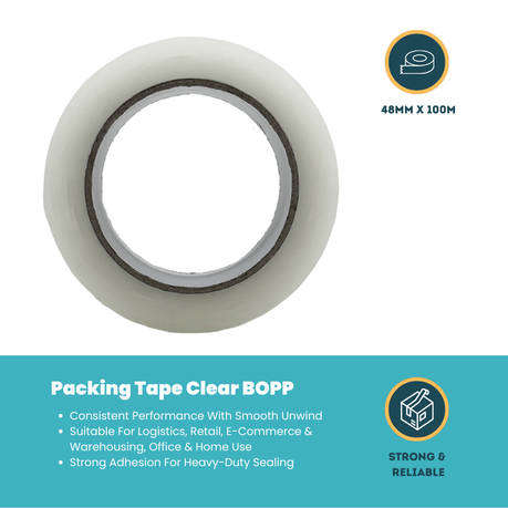Packaging Tape Clear BOPP 48mm x 100m(Pack Of 36)
