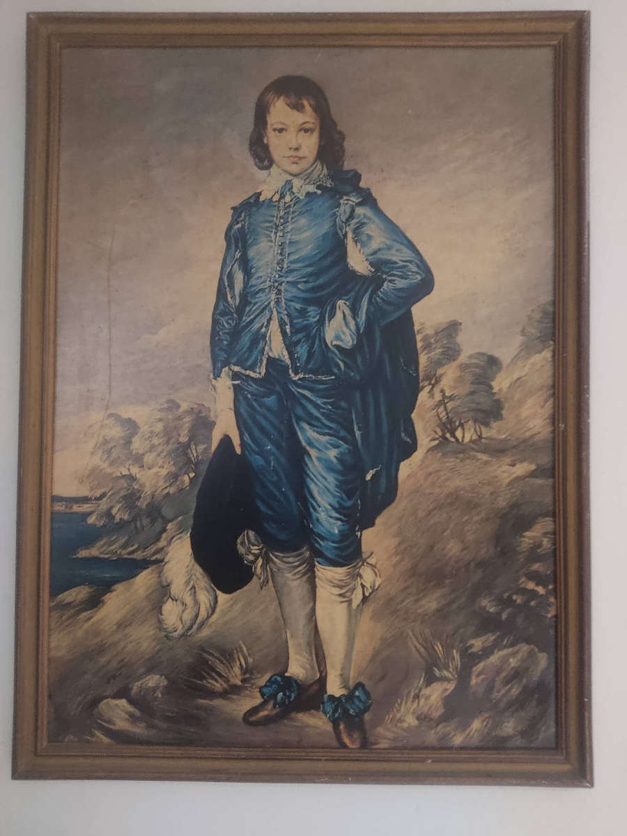 Picture in wooden frame -Print of the famous oil painting "The blue boy"