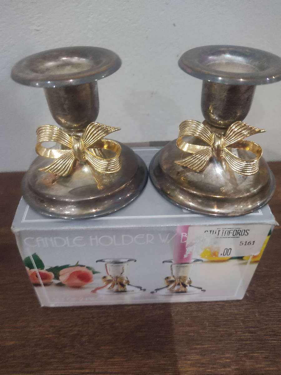 candle holders with bow .set of 2 in a box