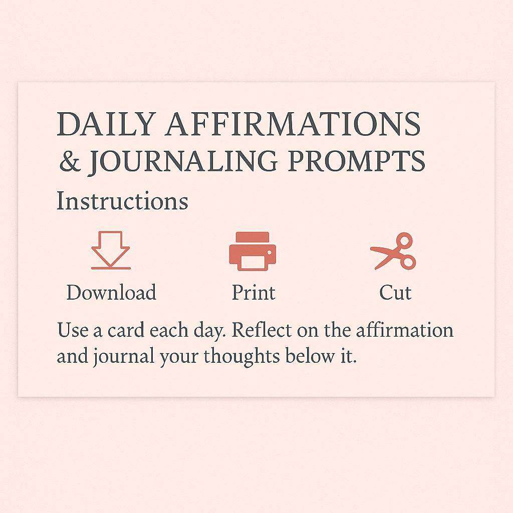 30-Day Affirmation Cards with Journal Prompts  Printable PDF (30 Cards)