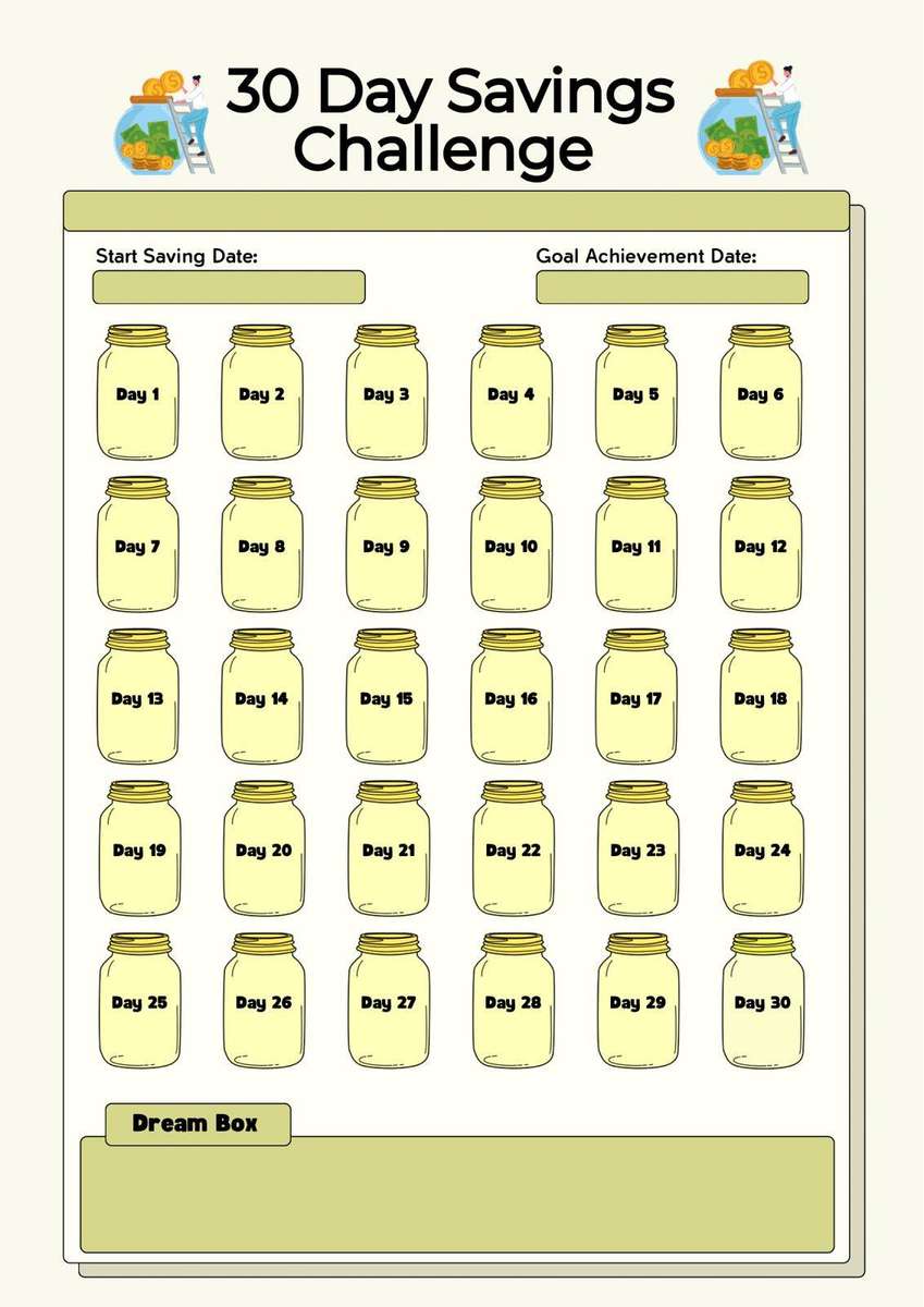 30-Day Savings Challenge  Printable PDF Money Tracker