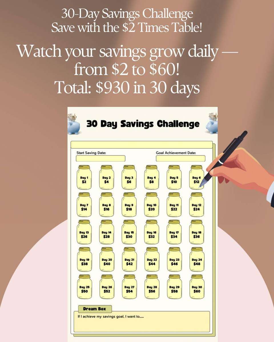 30-Day Savings Challenge  Printable PDF Money Tracker