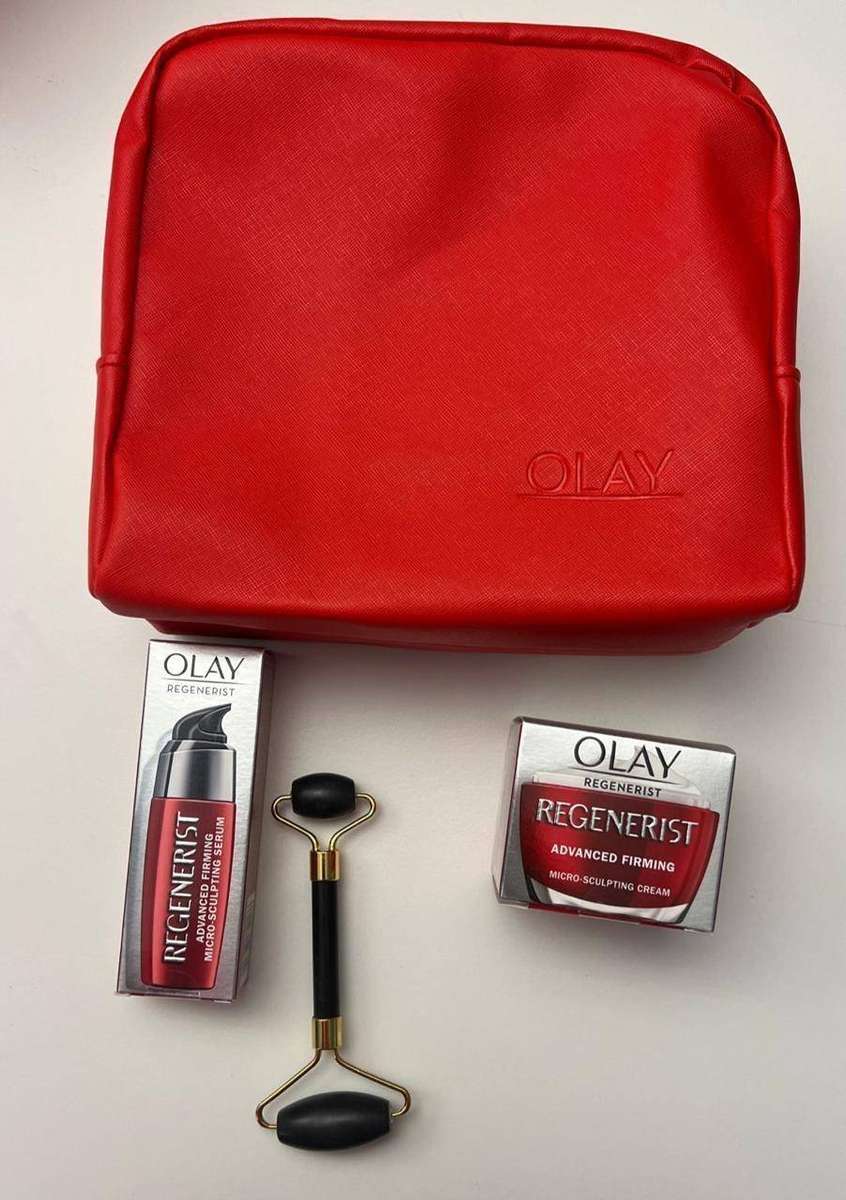 Olay Regenerist Advanced Hydrating & Firming Skincare Set  Serum + Cream + Free Roller Cosmetic Bag