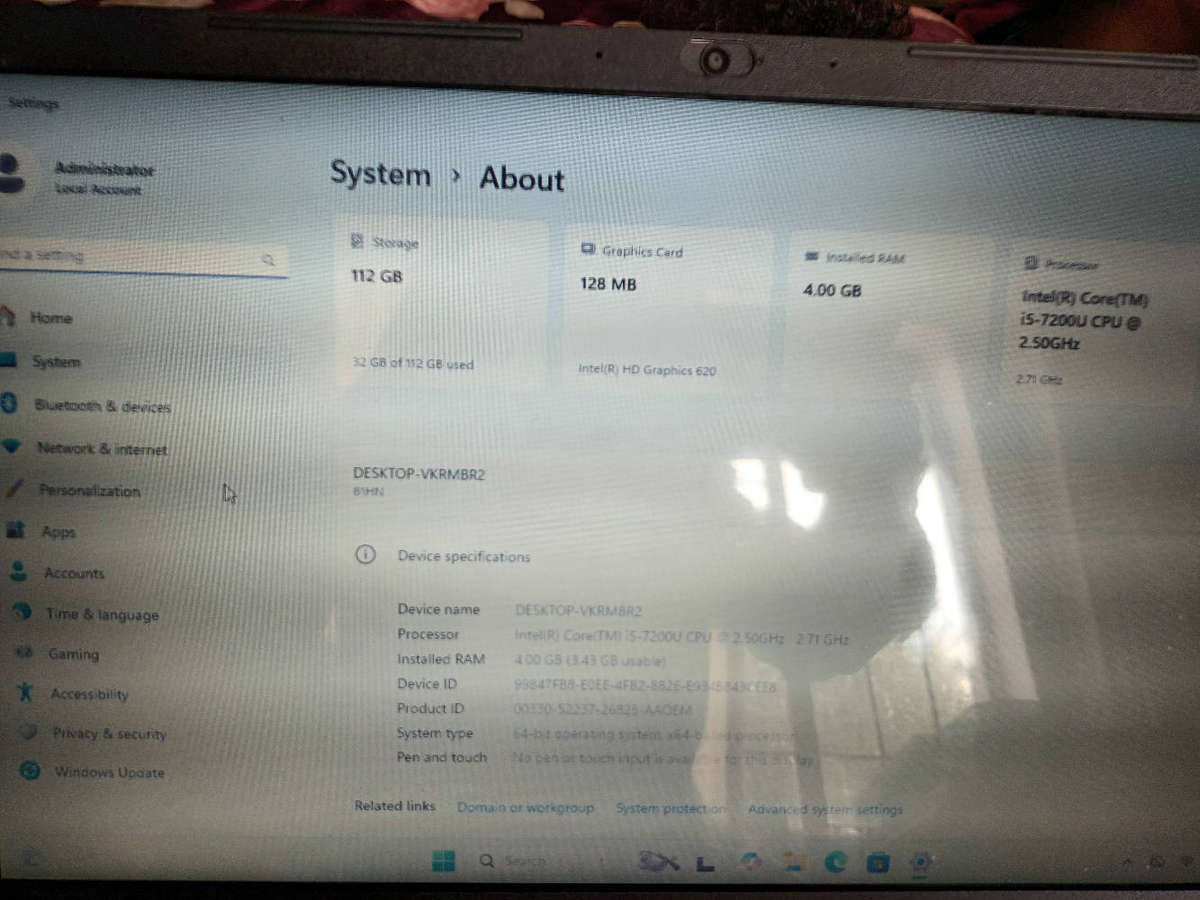 Lenovo core i5 7th gen laptop