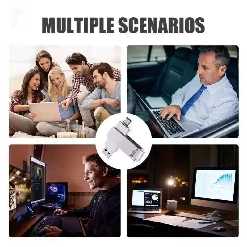 USB 3.2 Flash Drive Silver 2TB Thumb U Disk Memory Stick Pen Drive for PC Laptop