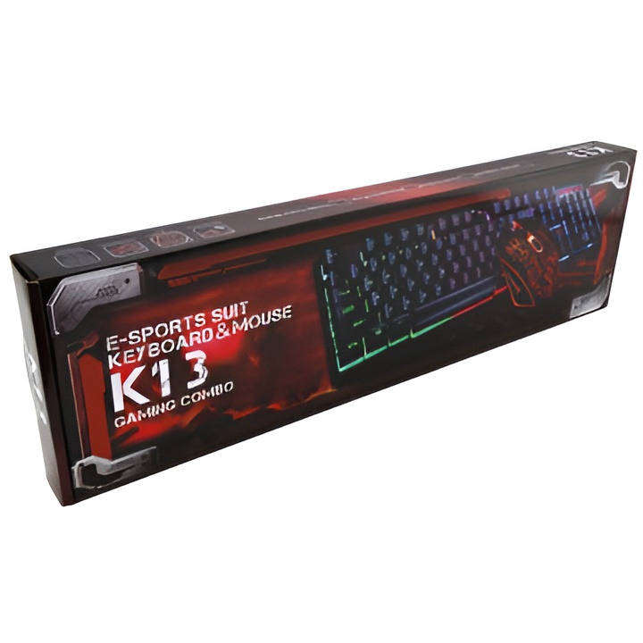 K13 Keyboard Mouse Combo Rainbow Backlit Multimedia Ergonomic Usb Gaming Keyboard