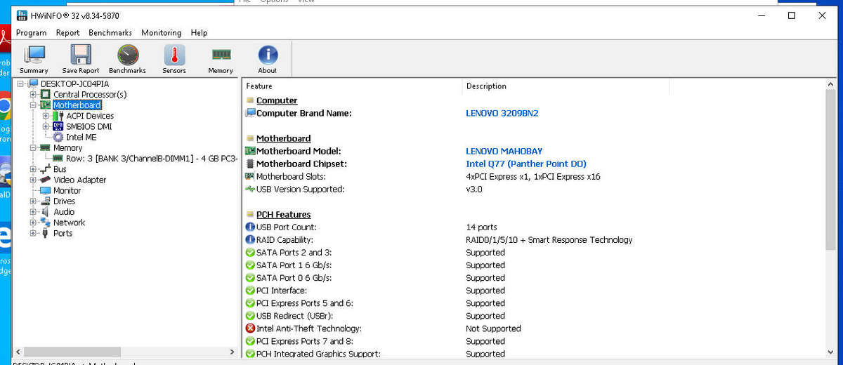 Lenovo i5 3rd Gen Desktop PC with 128GB SSD Drive