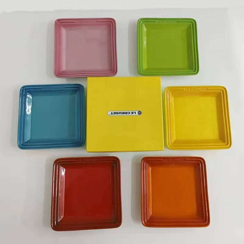 Rainbow 6ins Square Plates