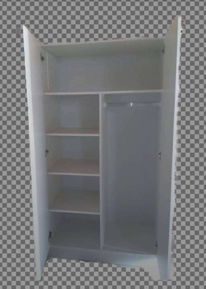 2 door bedroom wardrobe in white melamine finish