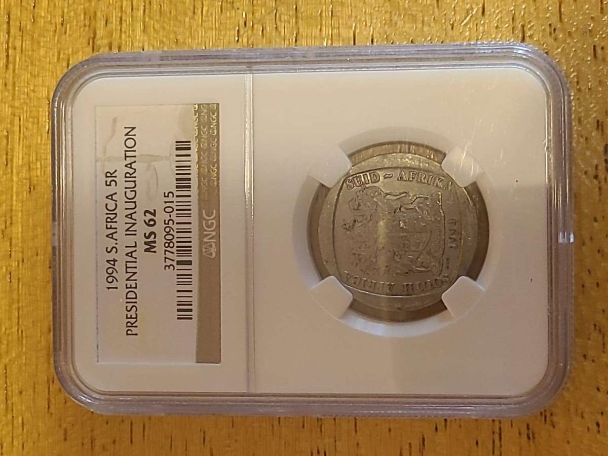 1994 Mandela Presidential Inauguration R5 Coin - NGC Graded MS62