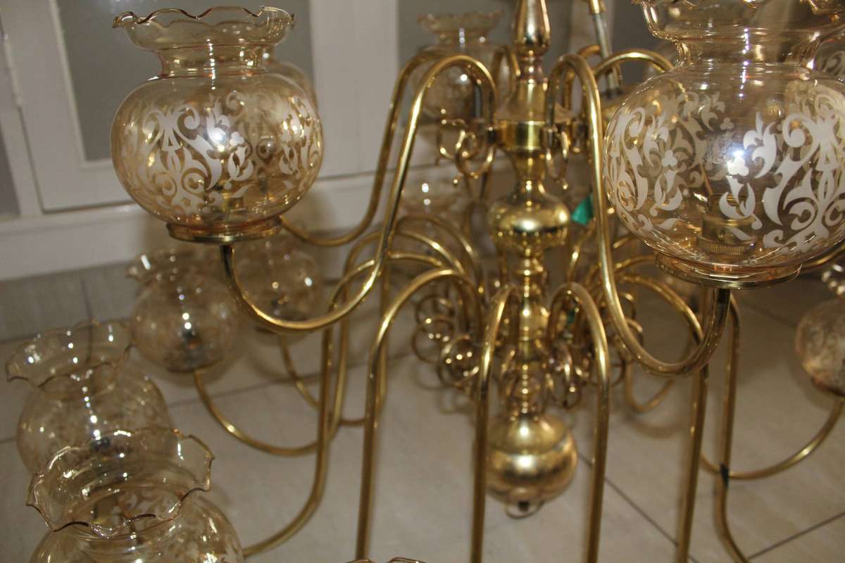 Brass Chandelier 18 Light 2 x Tier dated 1970