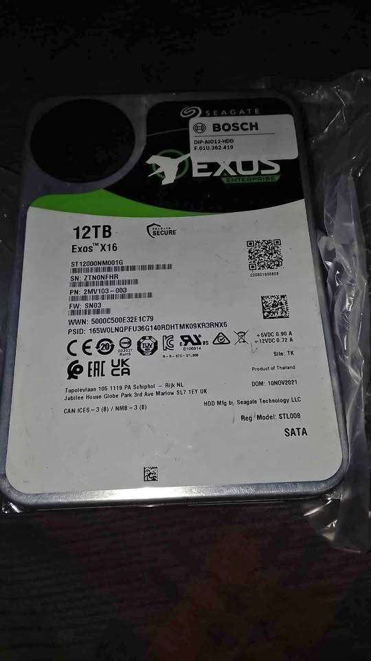 Seagate 12tb sata hard drive. One year carry in warranty
