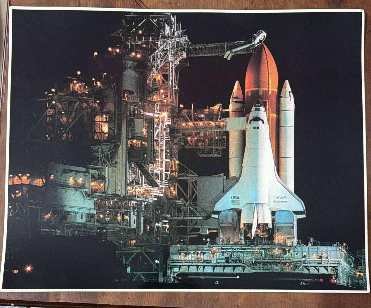 Space Shuttle Collection Posters - Lights around Endeavour