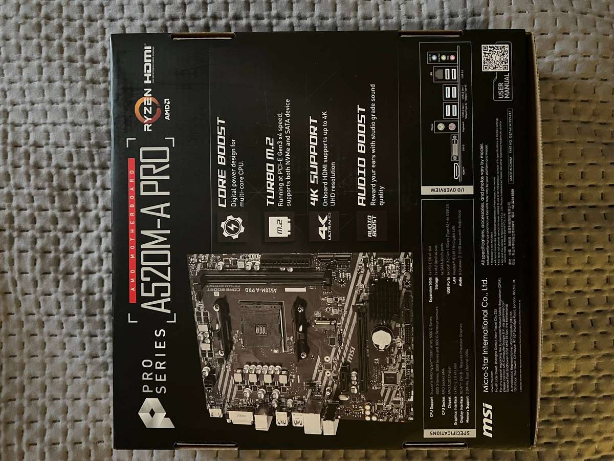 MSI A520m Pro Motherboard + CPU COOLER Combo