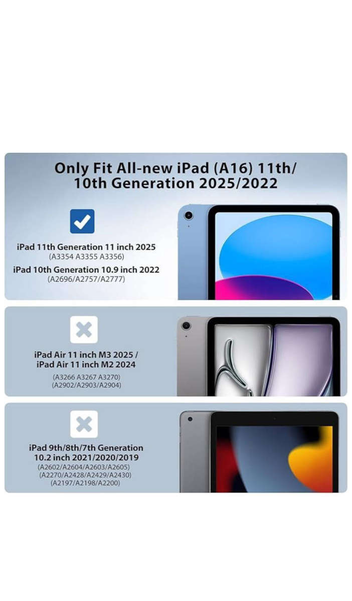 Compatible with iPad (A16) 11th /10th Generation 11 Inch 2025 Sky Blue