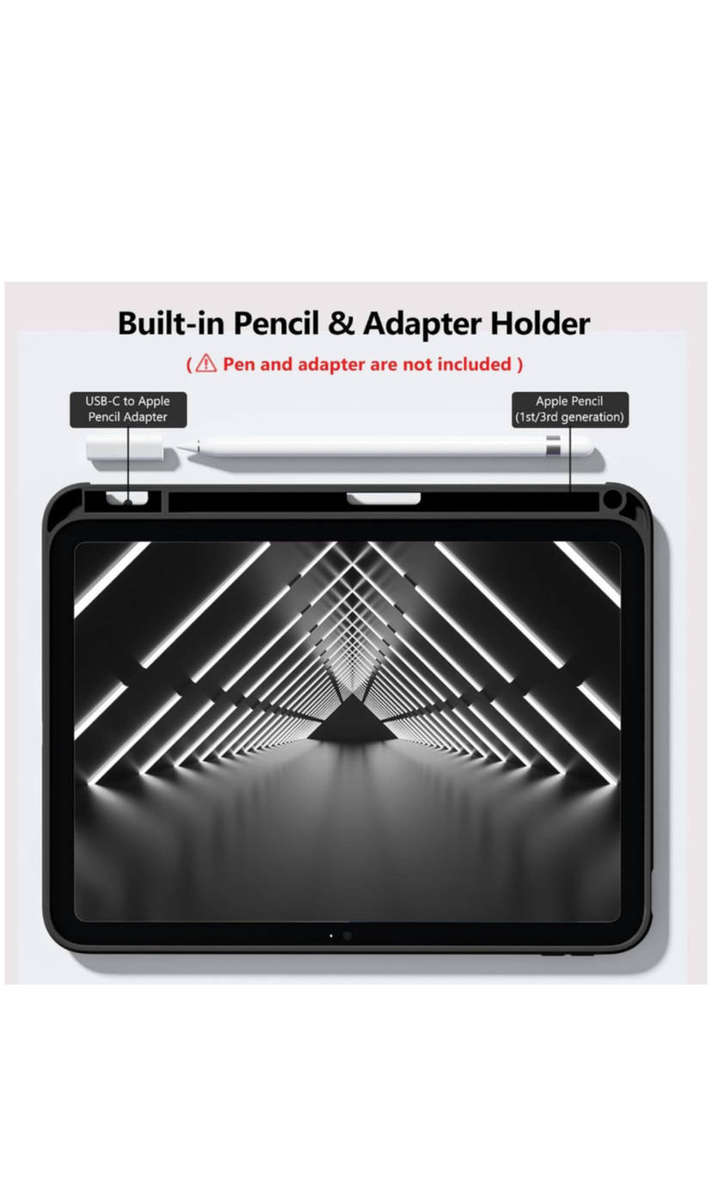 Compatible with iPad (A16) 11th Generation 11 Inch 2025/10th 10.9 Inch - Black