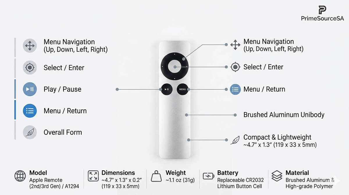 Genuine Apple TV Remote (A1294)  OEM Silver Edition