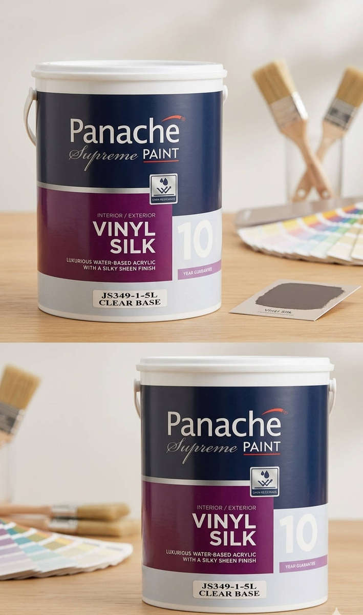 Panache Supreme Vinyl Silk Paint (5L)  Clear Base 2x