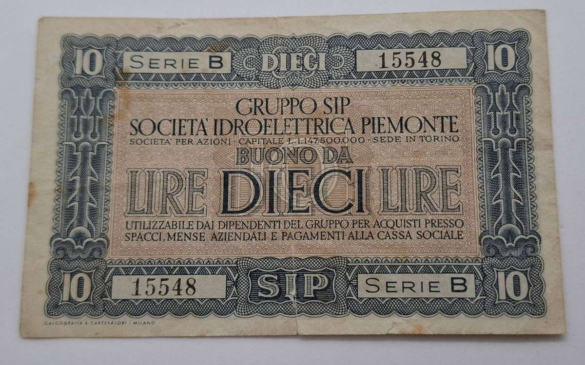 10 Lire voucher (buono) issued by the Gruppo SIP voucher