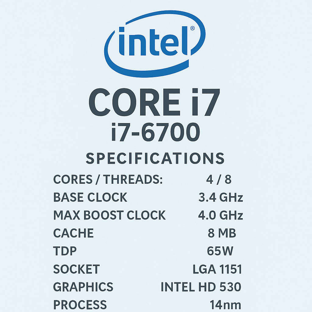 Core i7 6700 Processor/4 Cores/8 Threads/3.4Ghz