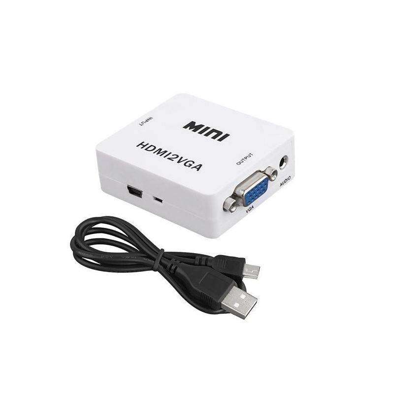 HDMI to VGA Adapter with Audio Converter - Compatible with PC, Laptop, Projector