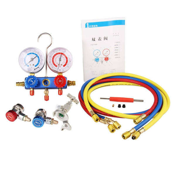 Professional A/C manifold gauge set with precision grade 1.6 and durable metal construction
