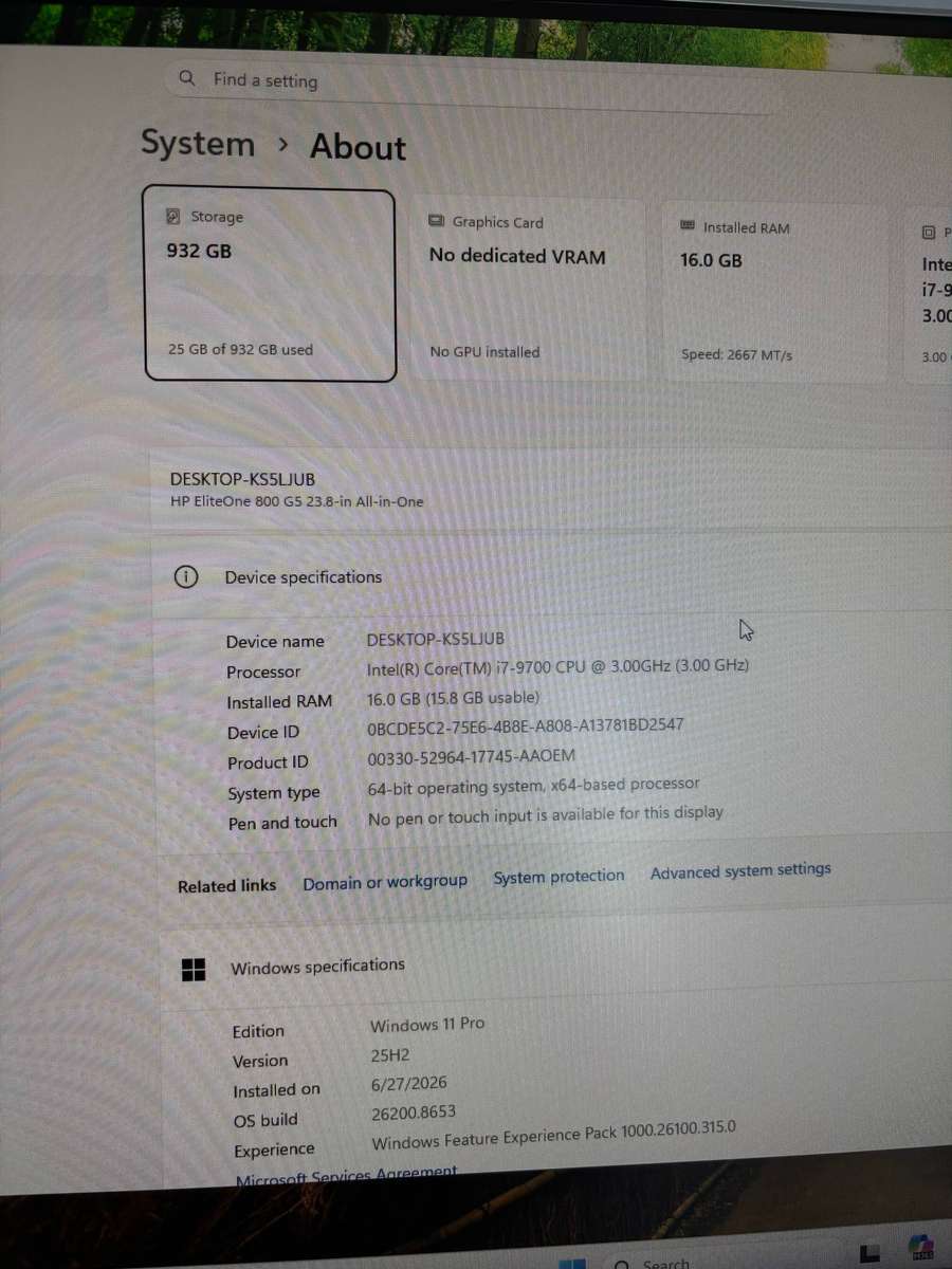 Hp eliteone 800 g5 core i7 9th generation (all in one)