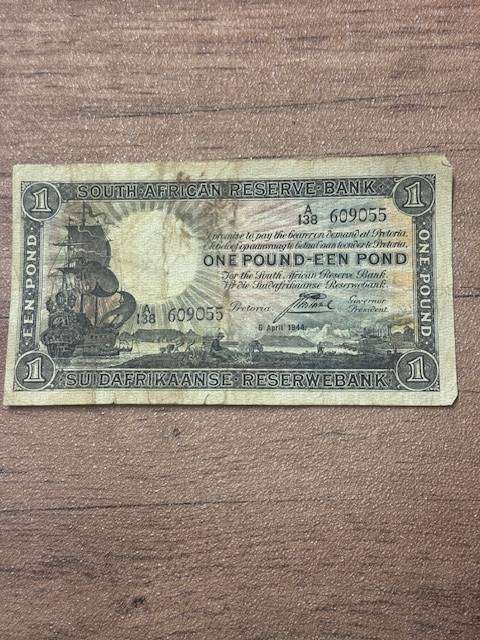 ONE POUND NOTE 1944 AS PER POHOTO